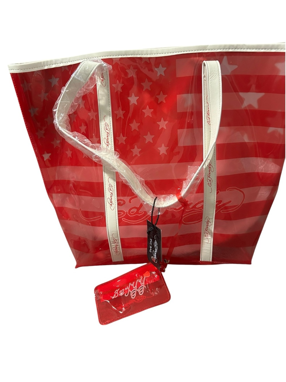 Ed Hardy Clear Tote Bag with White Trim